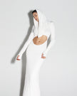 Maxi dress with slits and hoodie