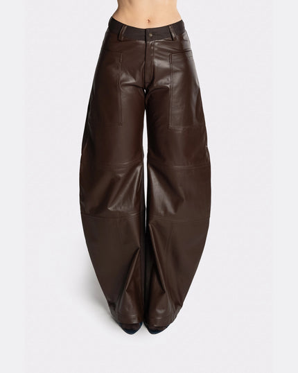 LEATHER ROUND LEG PANTS