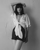 Elegant black & white short set with Nina Rajak logo