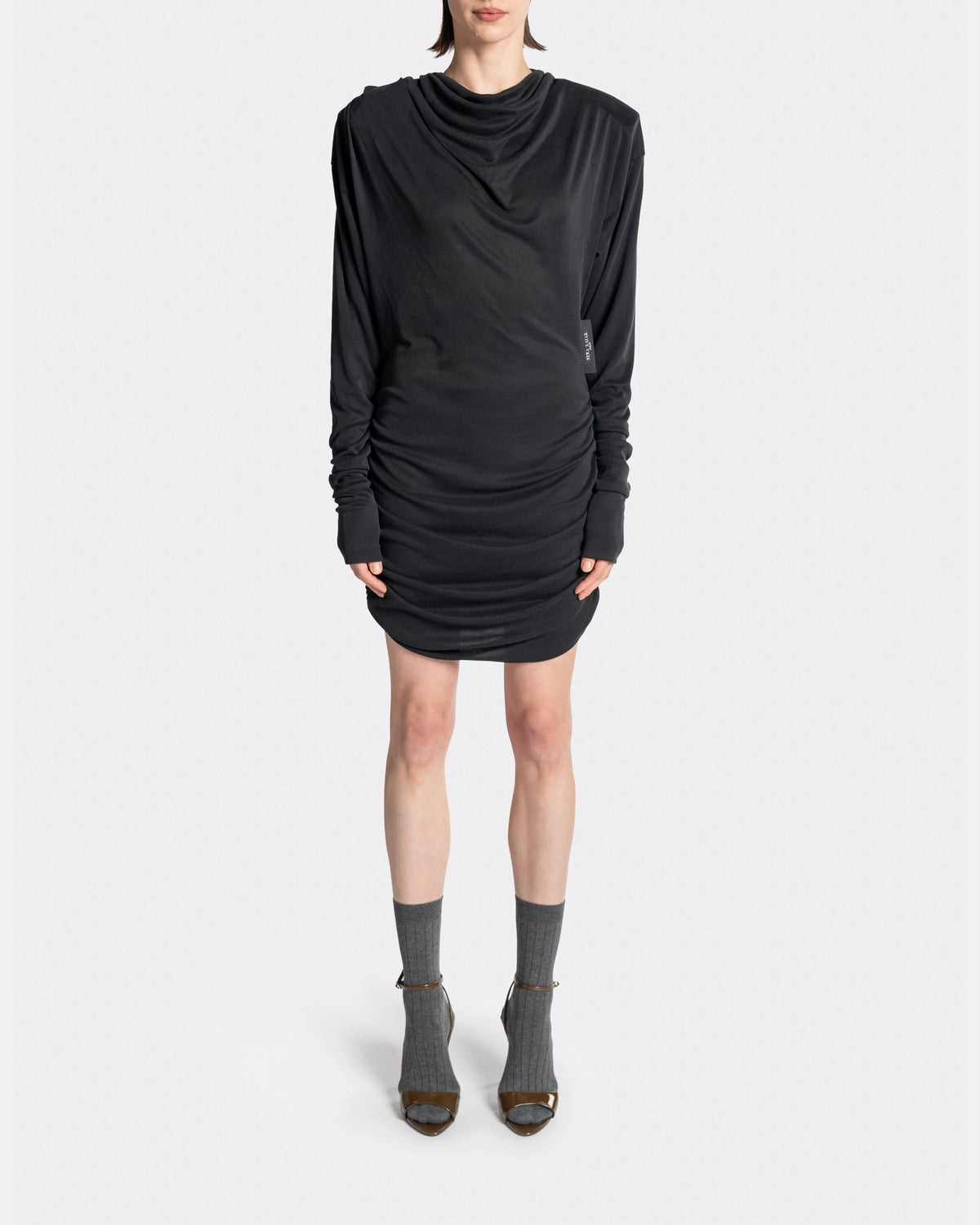 DRAPPED LS T-DRESS