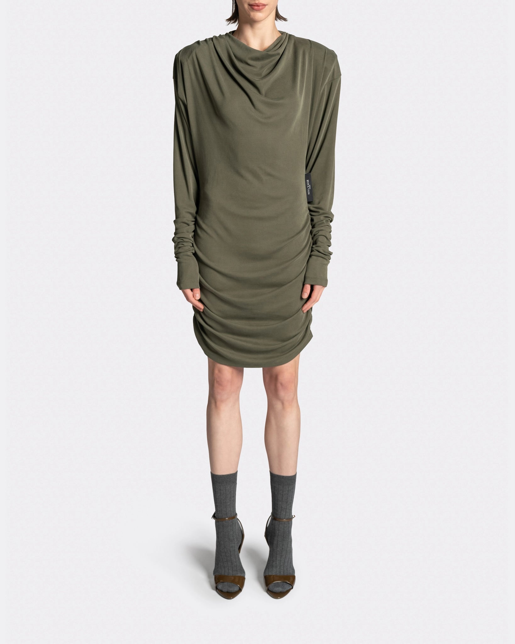 DRAPPED LS T-DRESS