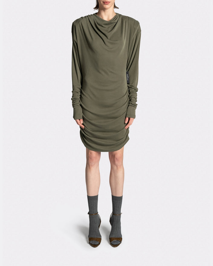 DRAPPED LS T-DRESS