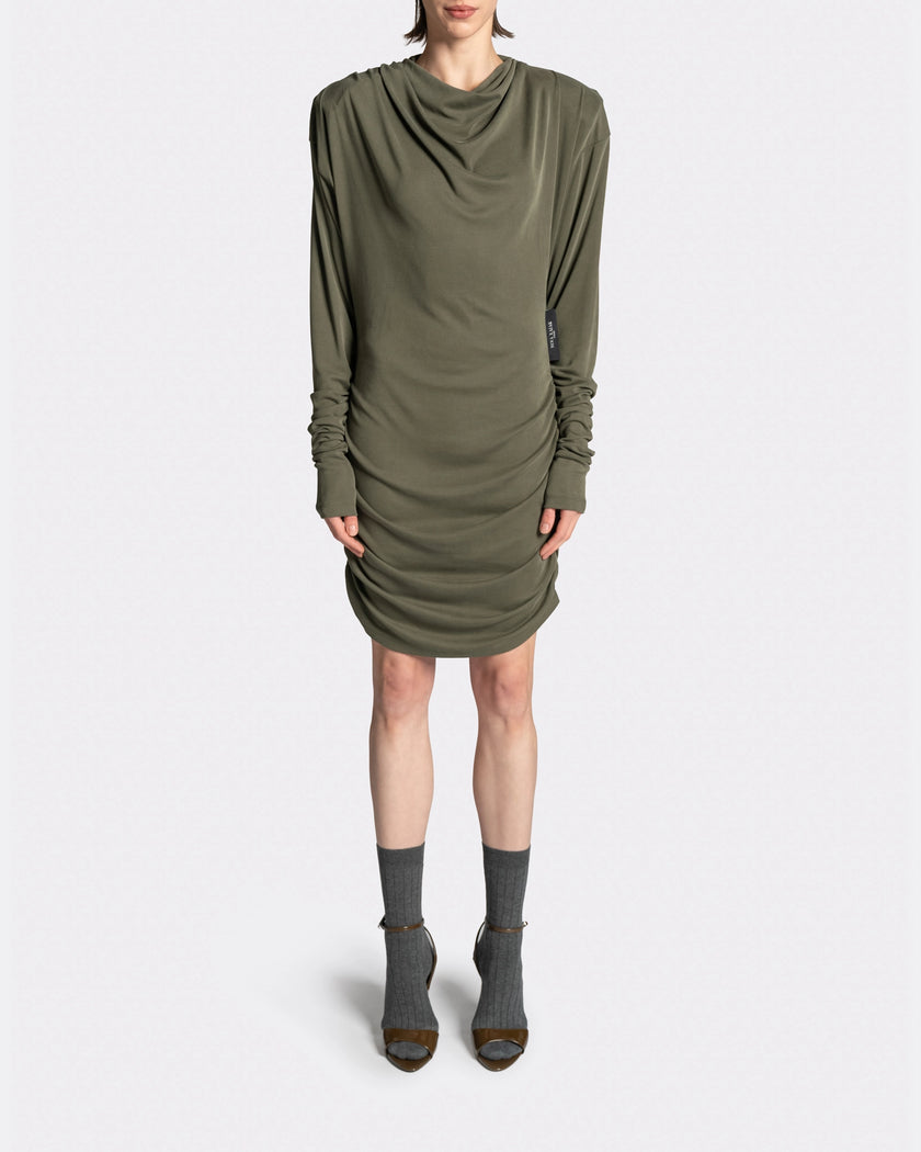 DRAPPED LS T-DRESS
