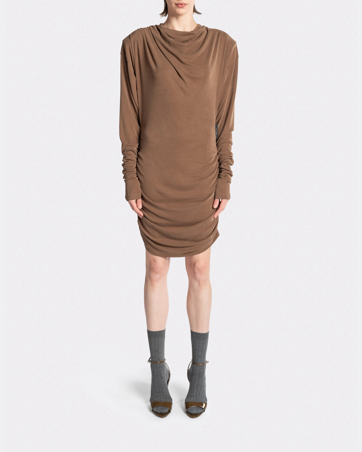DRAPPED LS T-DRESS