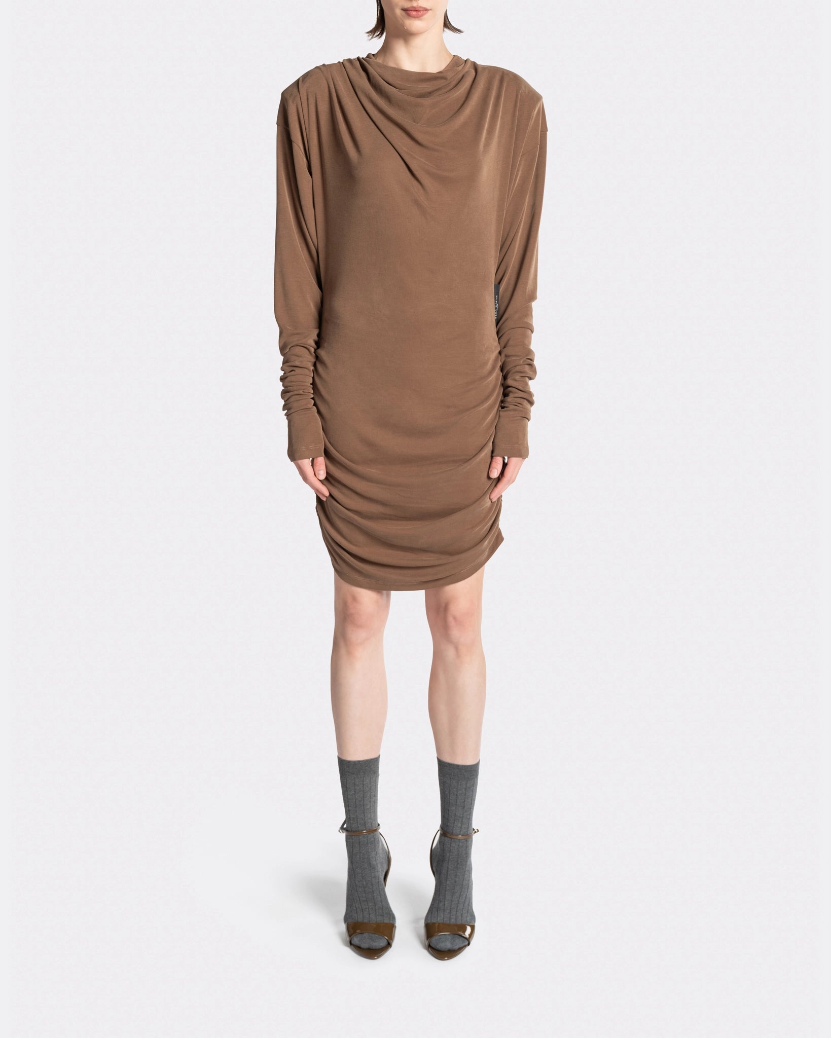 DRAPPED LS T-DRESS