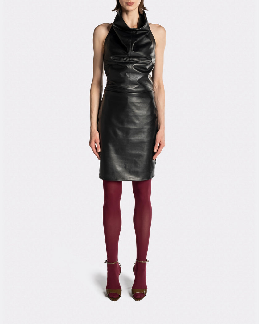 LEATHER KNOT MINI DRESS
