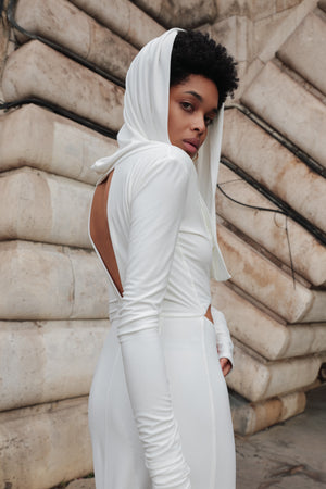 Paris -  White Dress with Hoodie