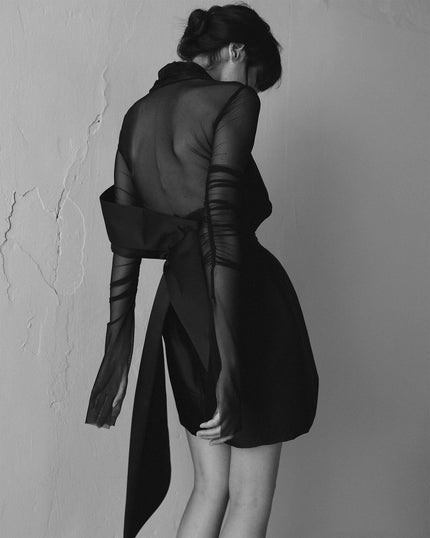 Mesh dress in all black
