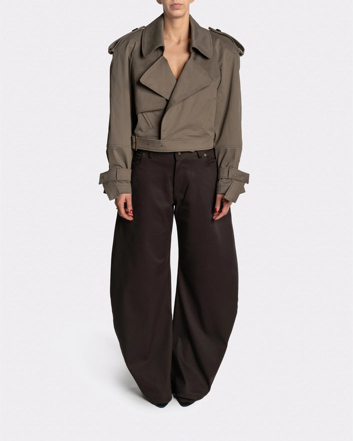 EDGE TRENCH WASHED OLIVE - Front | Nina Rajak Atelier