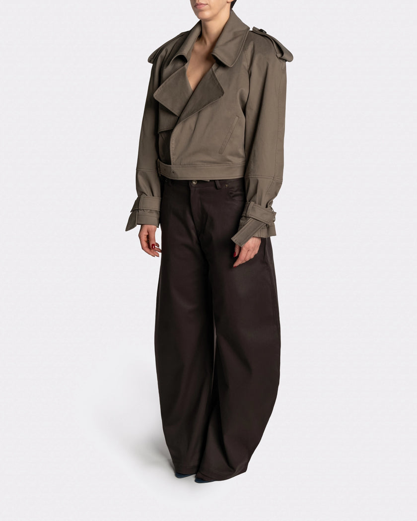 EDGE TRENCH WASHED OLIVE - Side | Nina Rajak Atelier