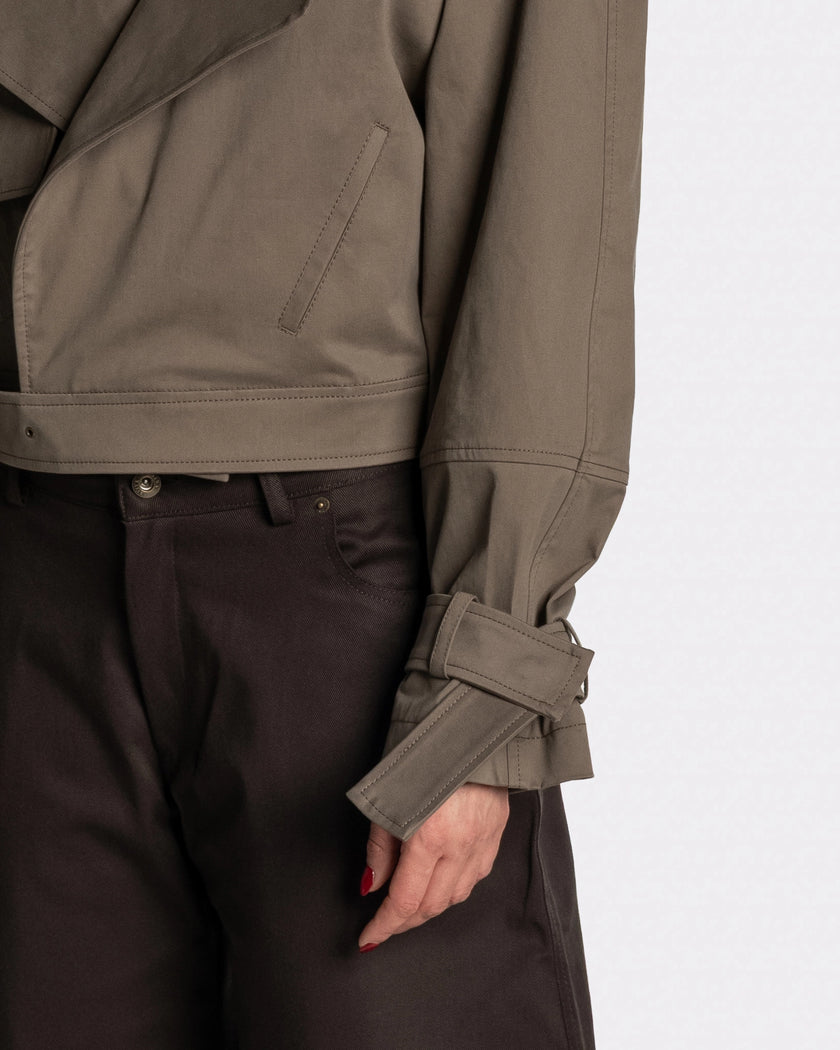 EDGE TRENCH WASHED OLIVE - Side | Nina Rajak Atelier