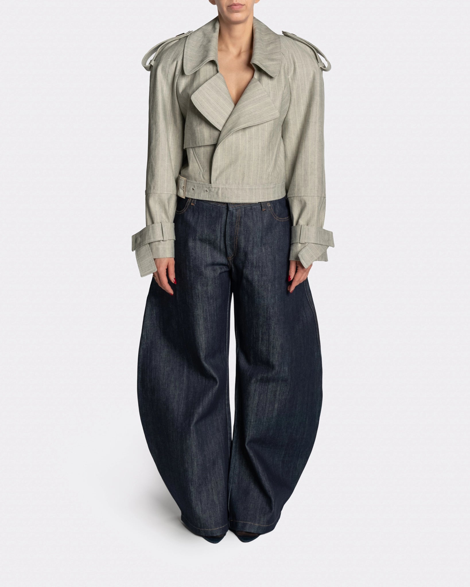 EDGE TRENCH DENIM STRIPE - Front | Nina Rajak Atelier