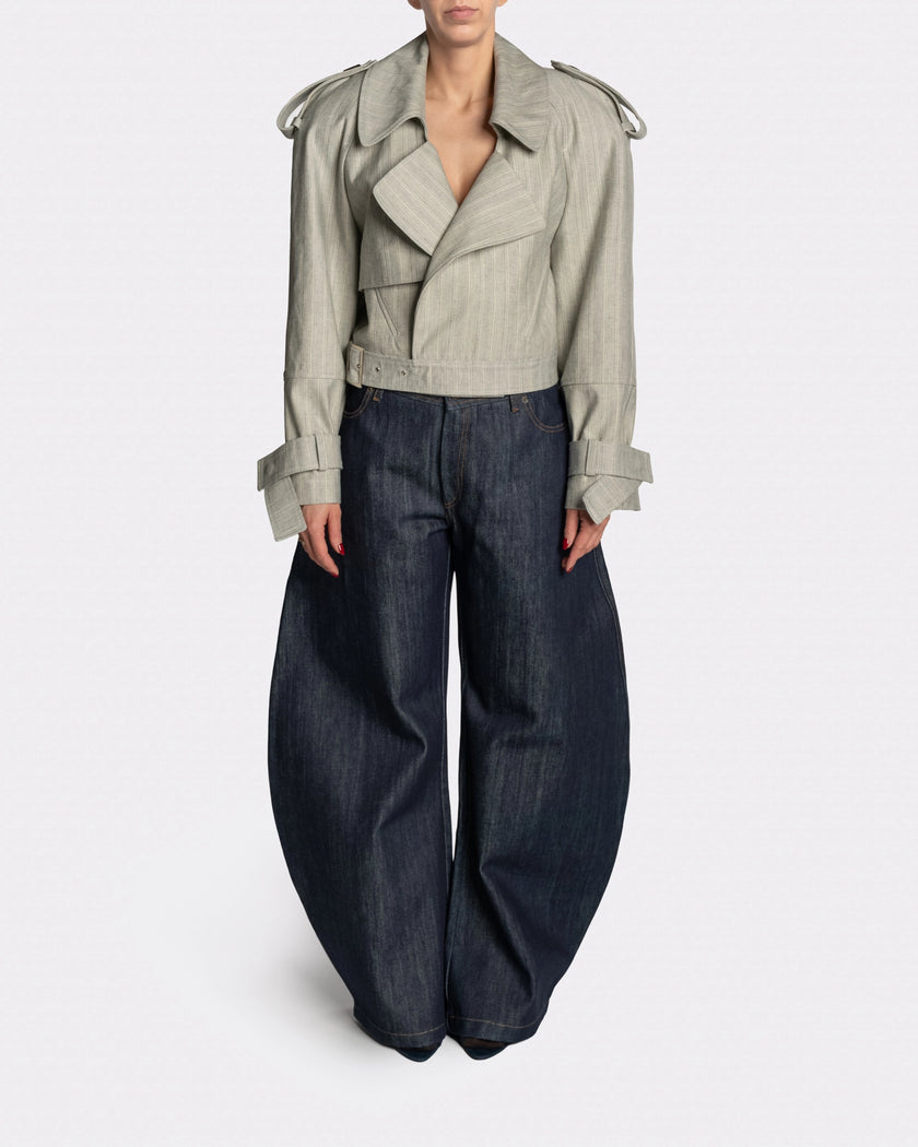 EDGE TRENCH DENIM STRIPE - Front | Nina Rajak Atelier