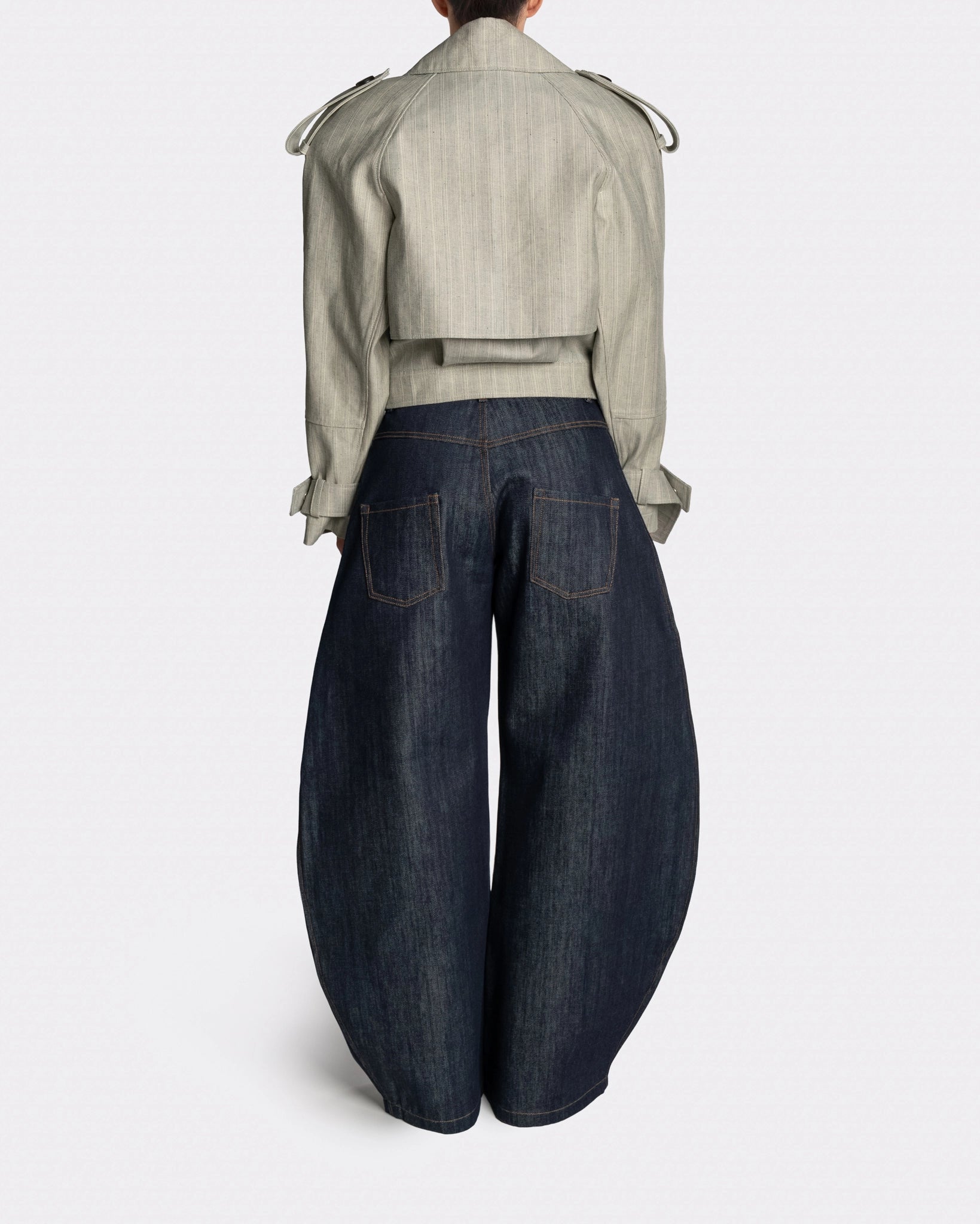 EDGE TRENCH DENIM STRIPE - Back | Nina Rajak Atelier