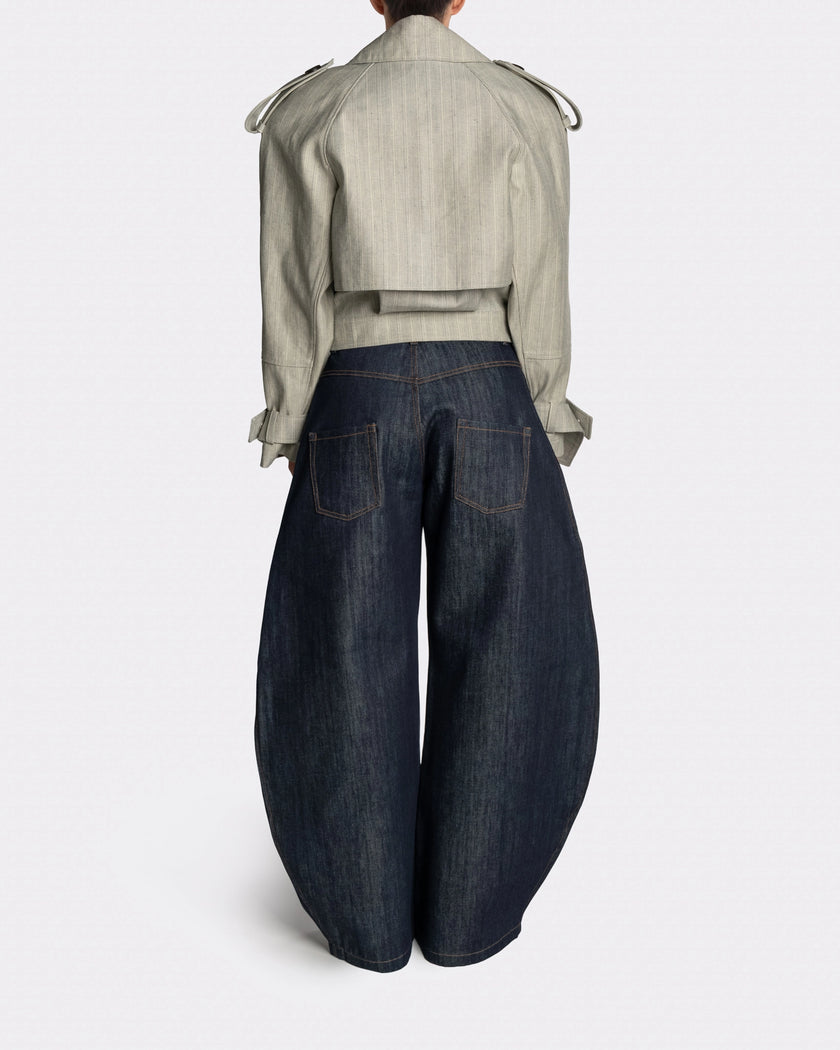 EDGE TRENCH DENIM STRIPE - Back | Nina Rajak Atelier