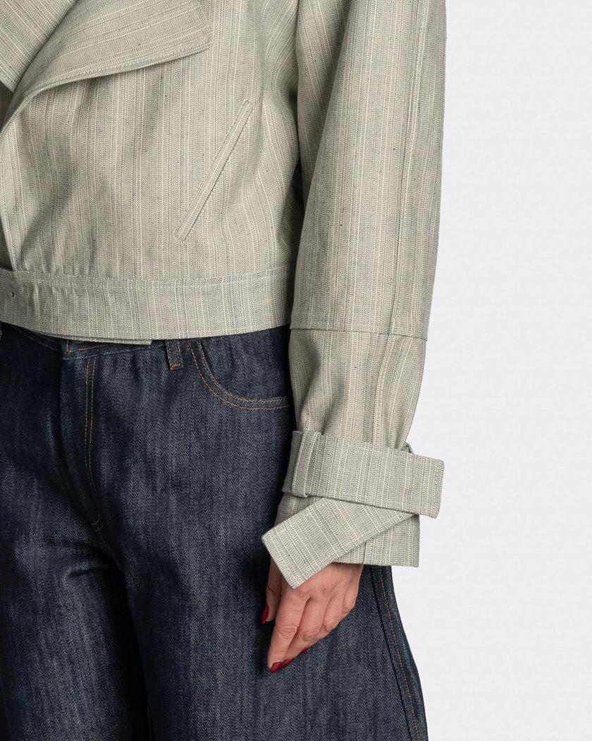 EDGE TRENCH DENIM STRIPE - Detail | Nina Rajak Atelier