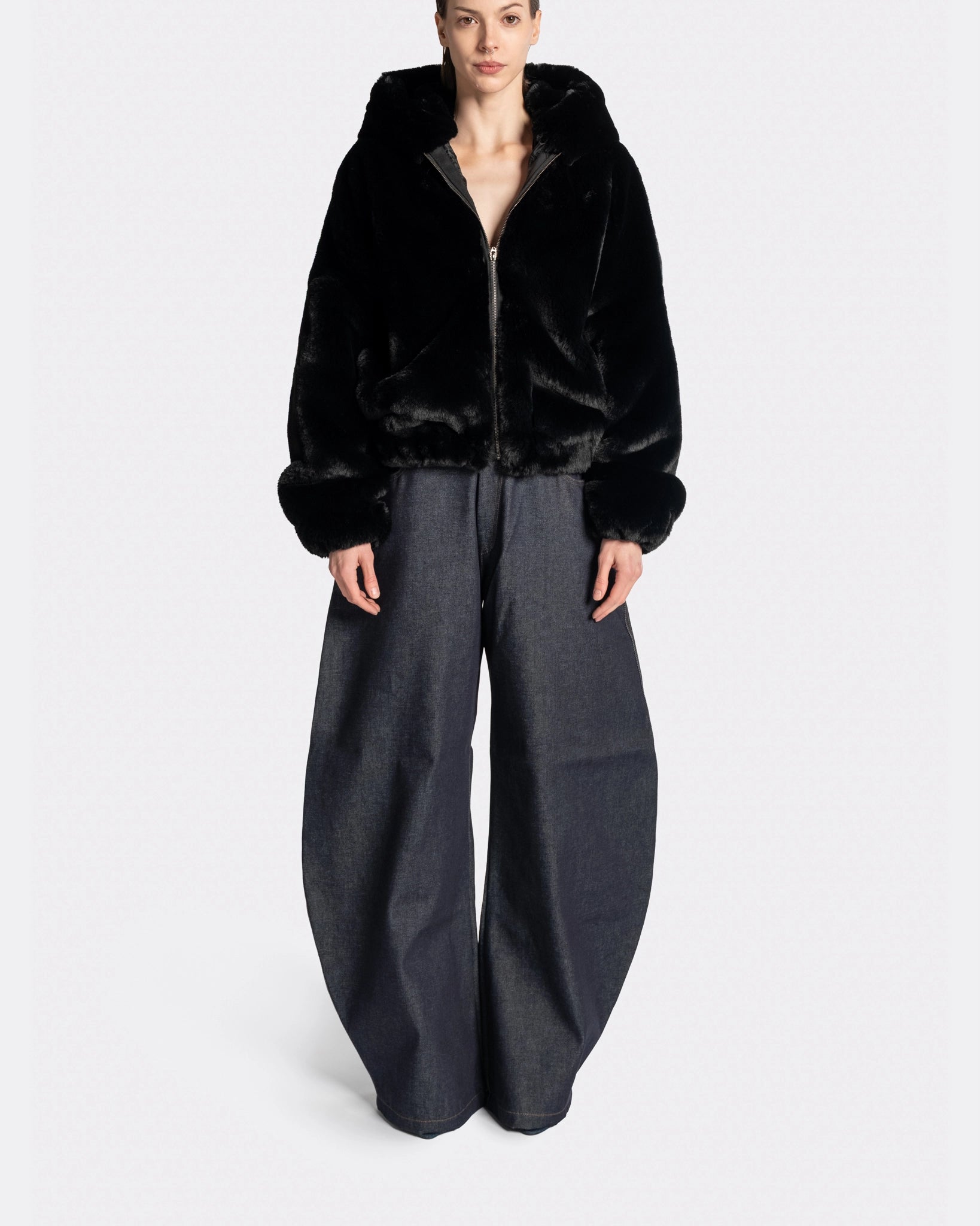 FUR JACKET WITH HOODIE