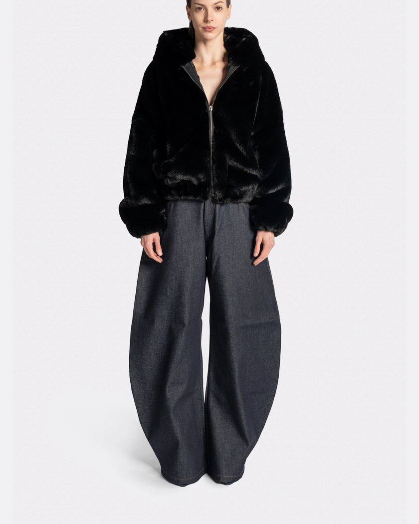 FUR JACKET WITH HOODIE
