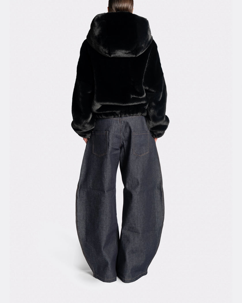 FUR JACKET WITH HOODIE