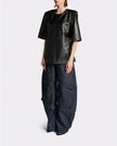 lEATHER T SHIRT WITH EDGE