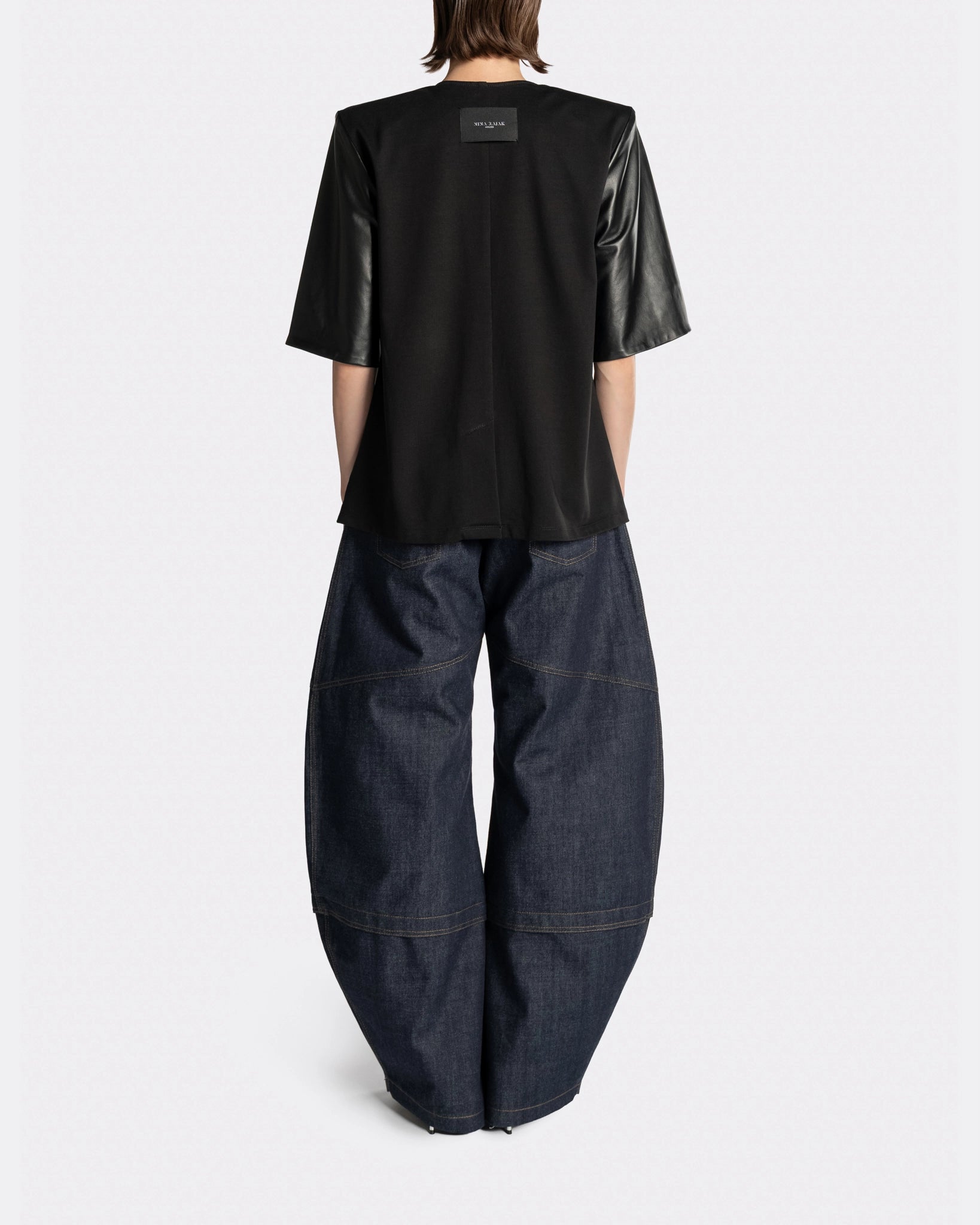 lEATHER T SHIRT WITH EDGE