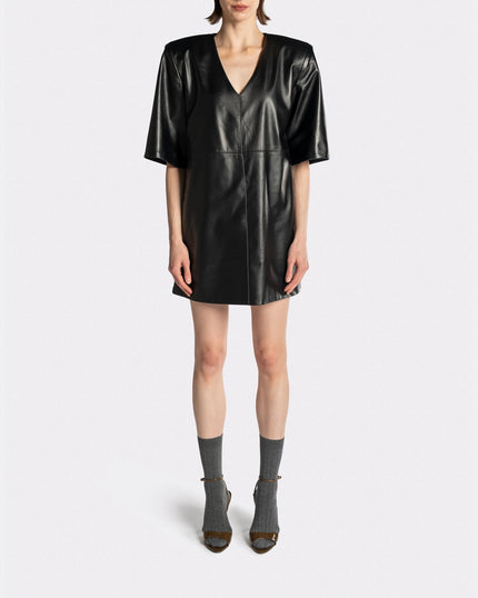 LEATHER MIDI T-DRESS