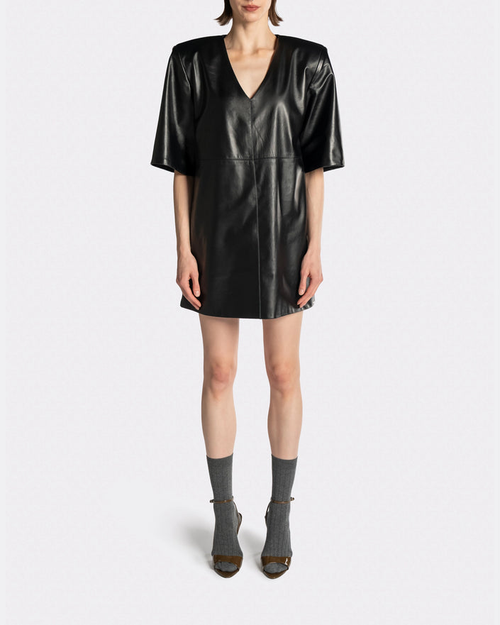LEATHER MIDI T-DRESS