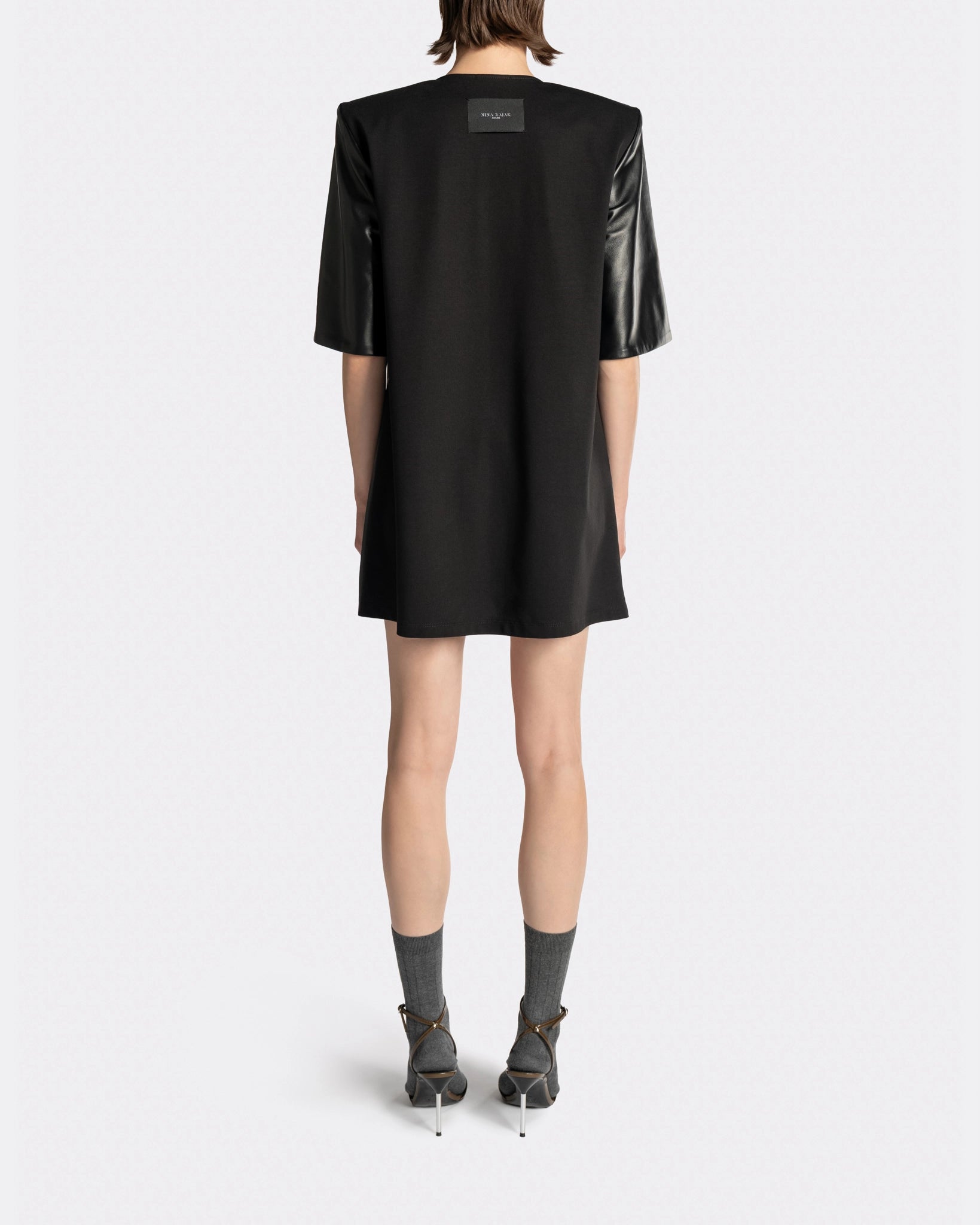 LEATHER MIDI T-DRESS