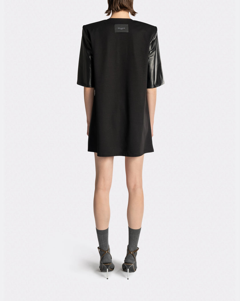 LEATHER MIDI T-DRESS