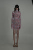 Mesh dress with LOVE pattern in pink