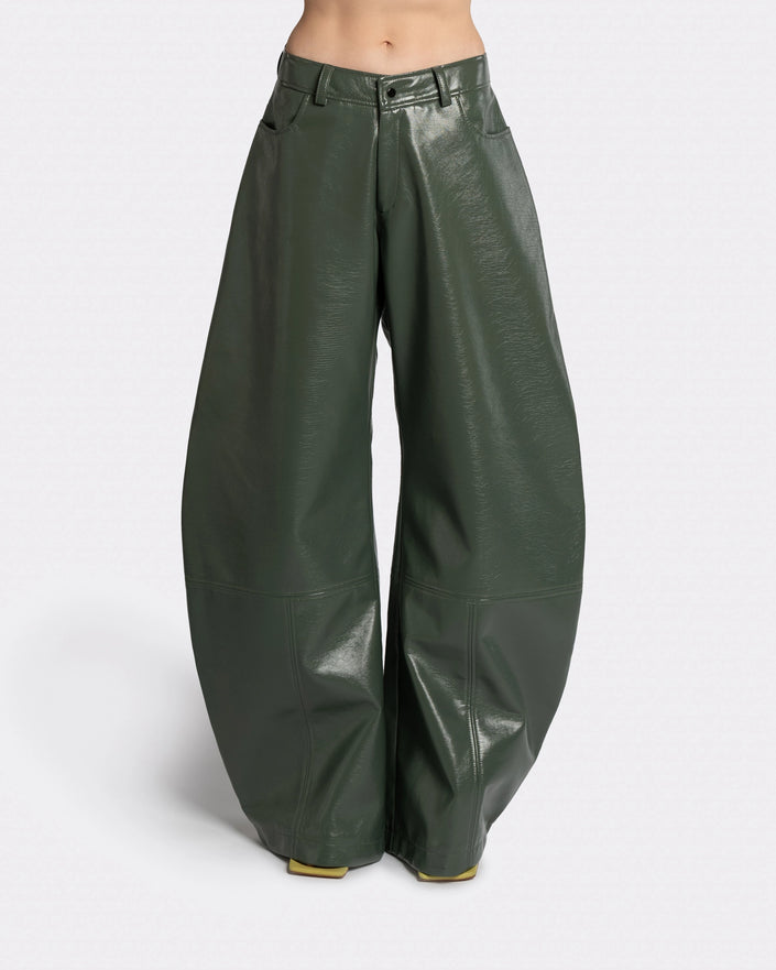 VEGAN LEATHER GREEN PANTS