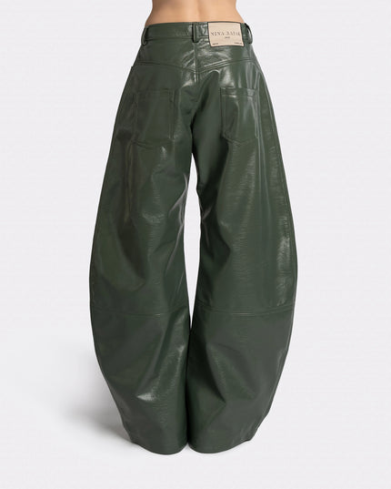 VEGAN LEATHER GREEN PANTS