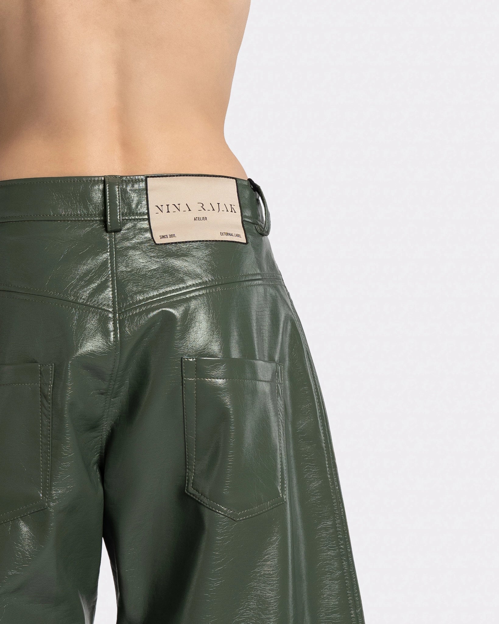 VEGAN LEATHER GREEN PANTS