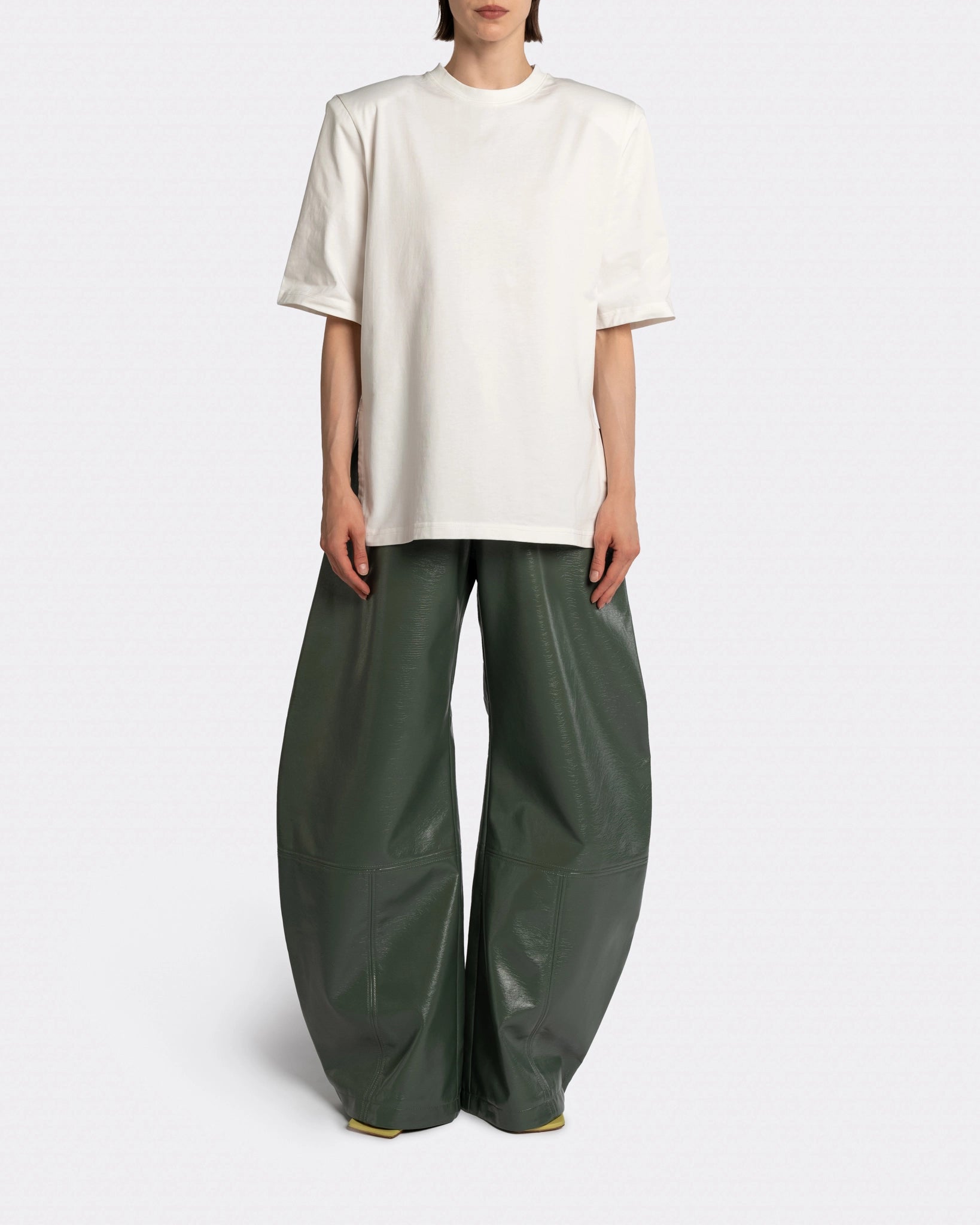 VEGAN LEATHER GREEN PANTS