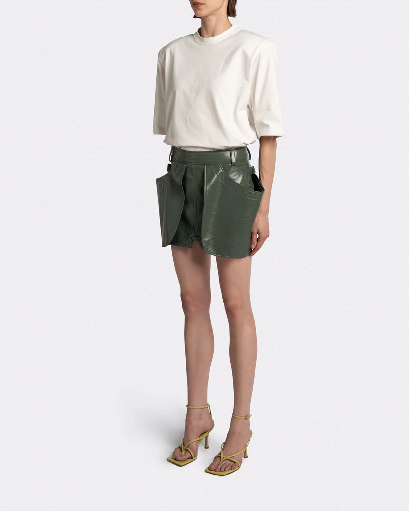 VEGAN LEATHER GREEN SKIRT
