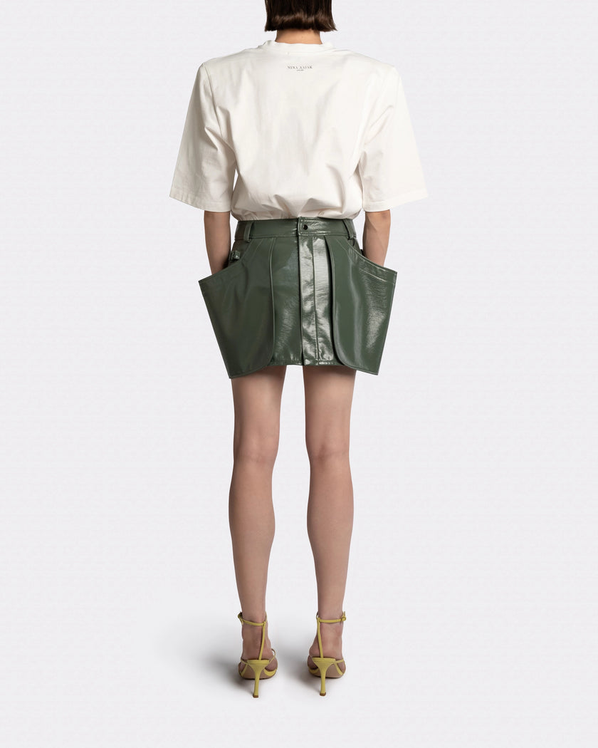 VEGAN LEATHER GREEN SKIRT