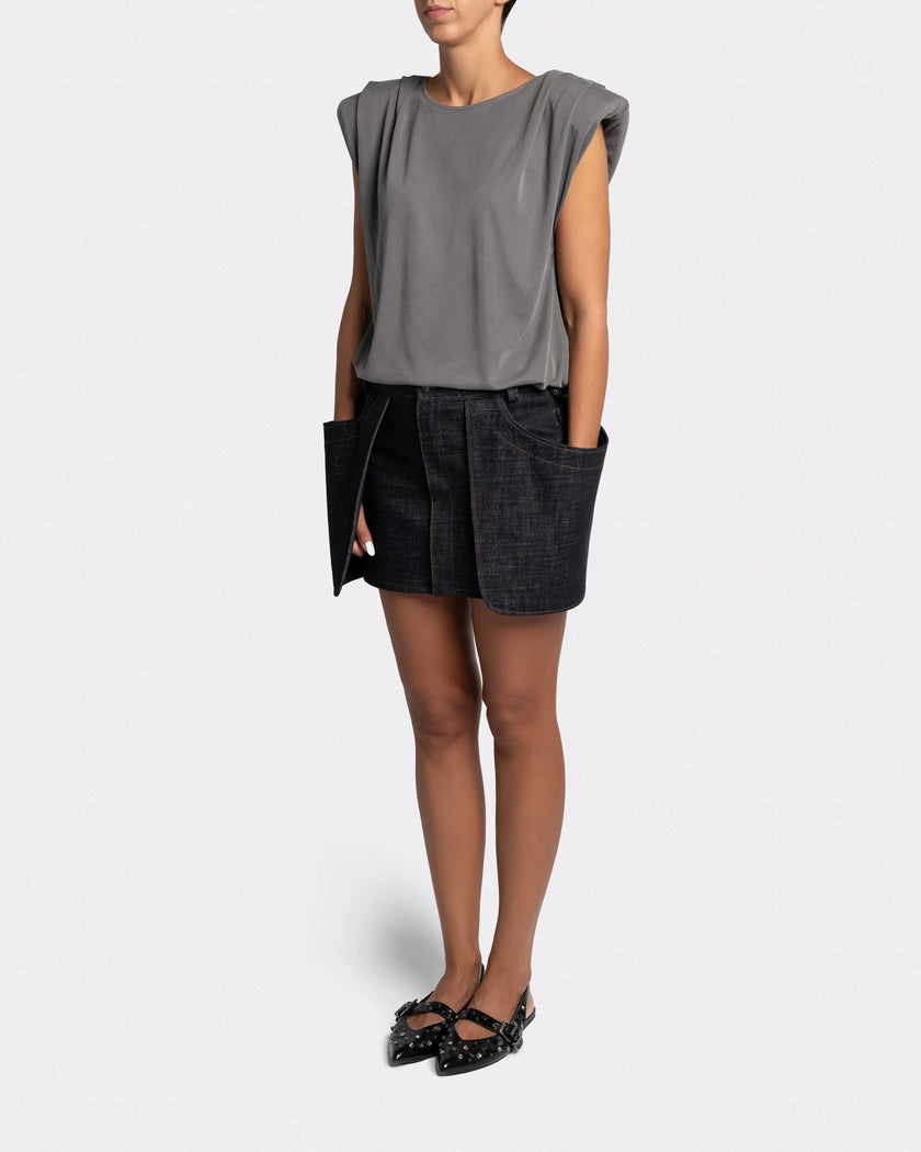 DOUBLE POCKET DENIM SKIRT