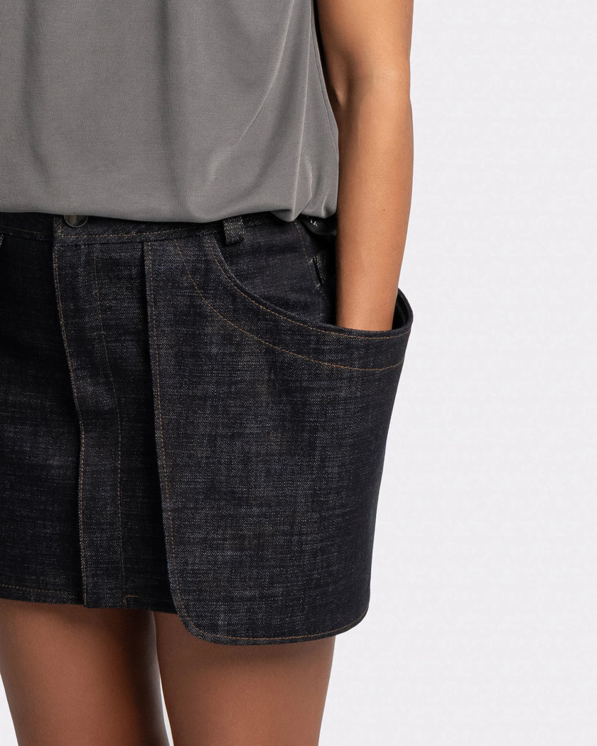 DOUBLE POCKET DENIM SKIRT