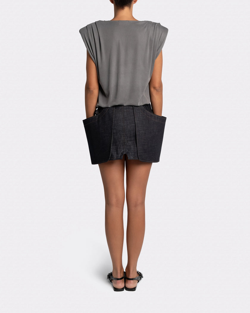 DOUBLE POCKET DENIM SKIRT