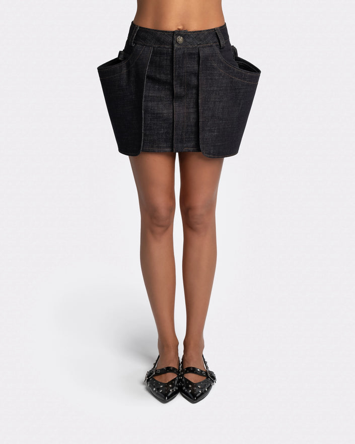 DOUBLE POCKET DENIM SKIRT