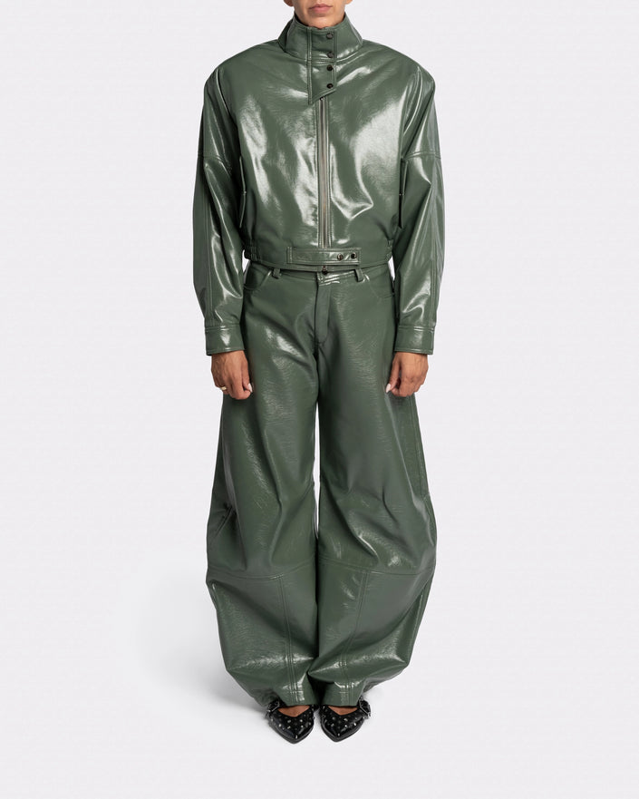 VEGAN LEATHER GREEN JACKET