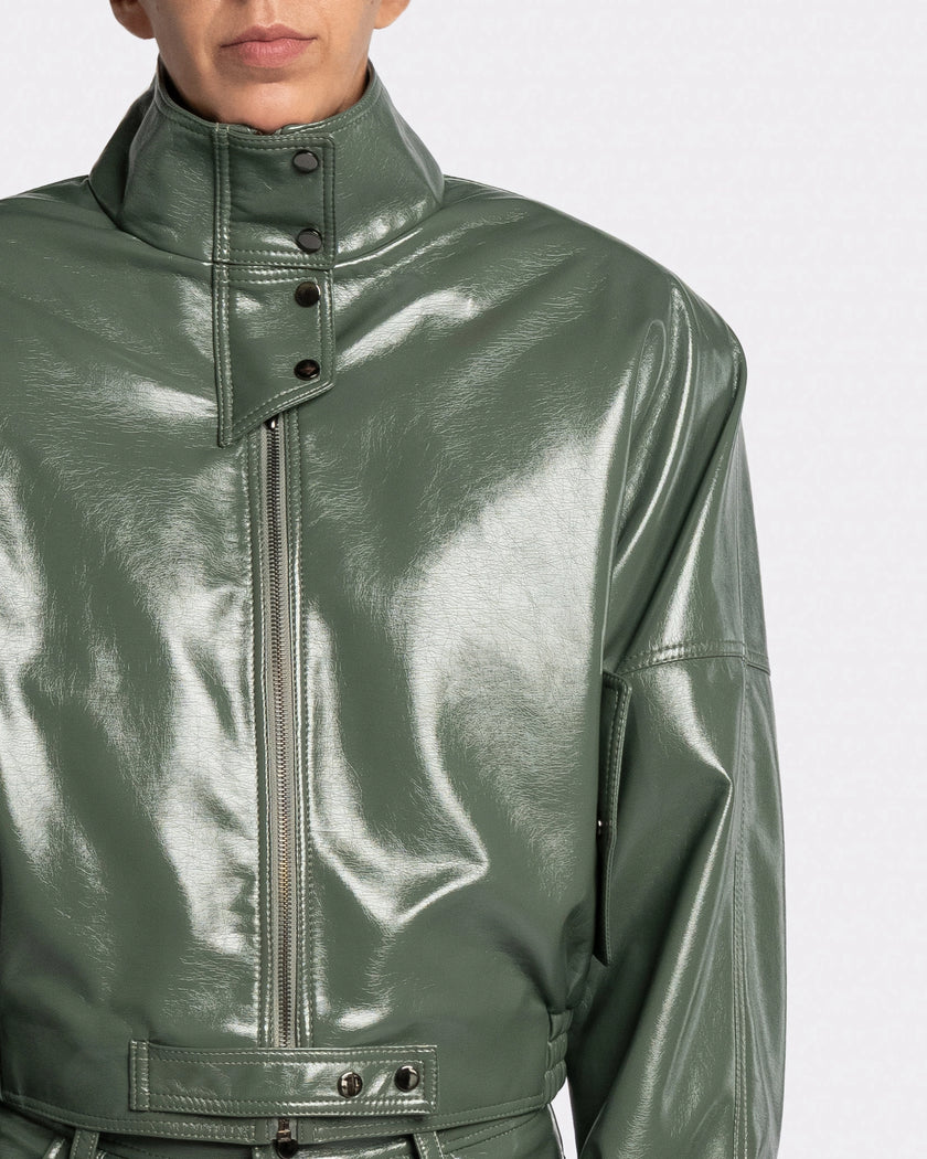 VEGAN LEATHER GREEN JACKET