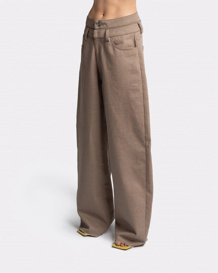 DOUBLE WAIST DENIM PANTS