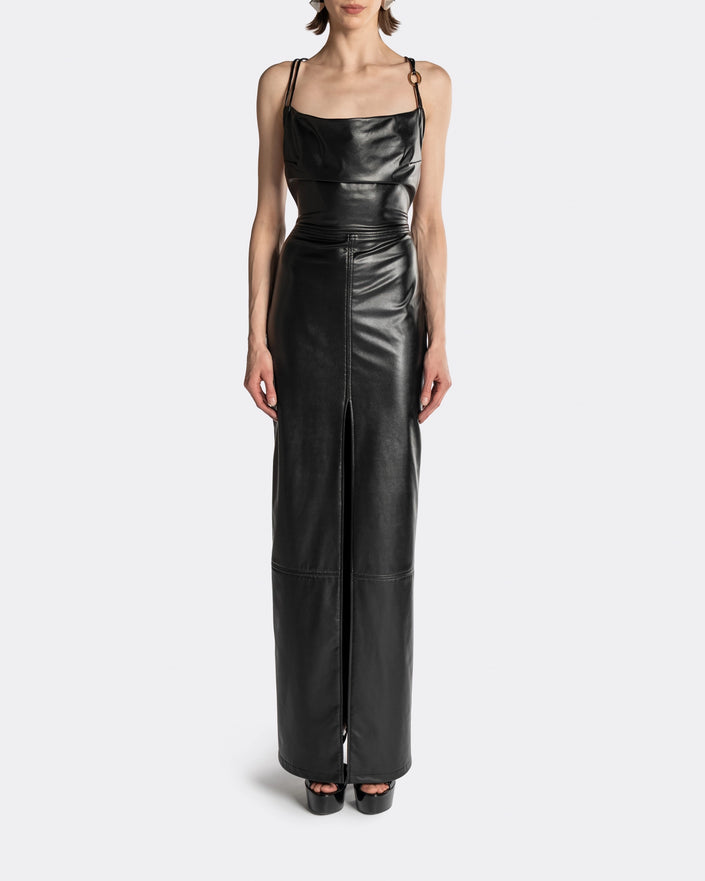 SLIP PU LEATHER DRESS
