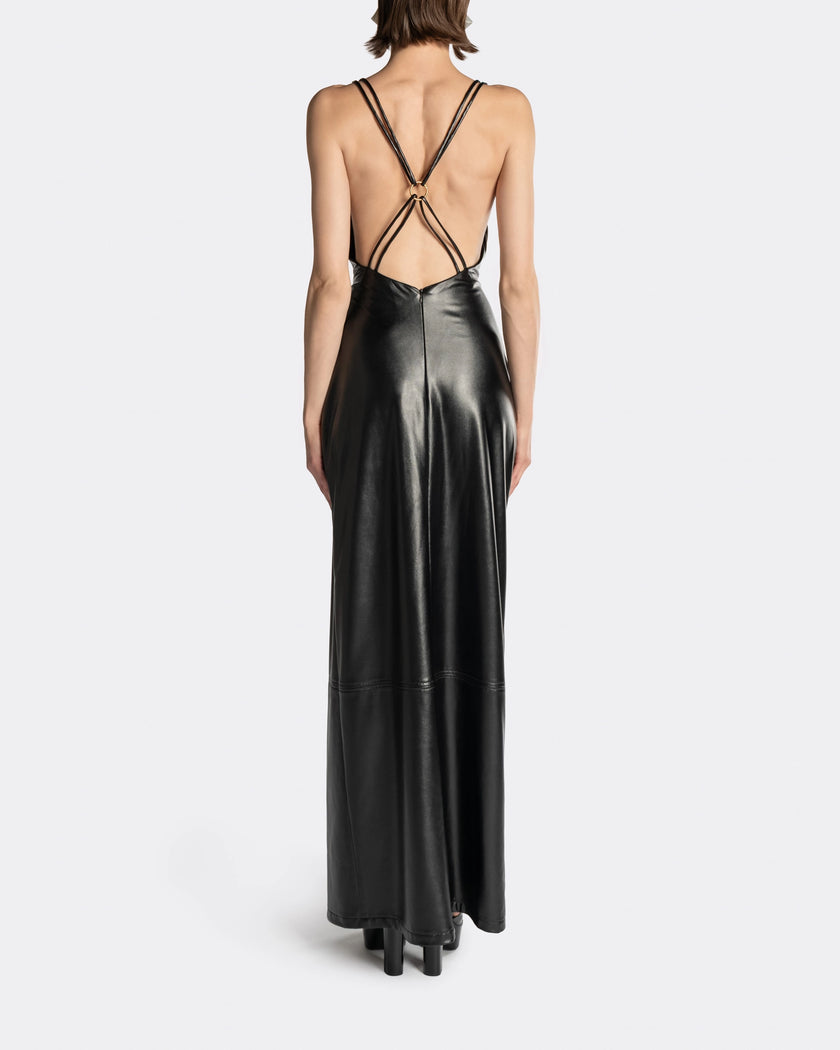 SLIP PU LEATHER DRESS