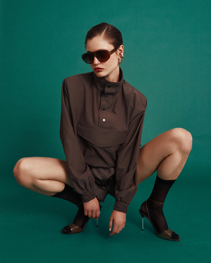 COTTON HALF-ZIP SHIRT