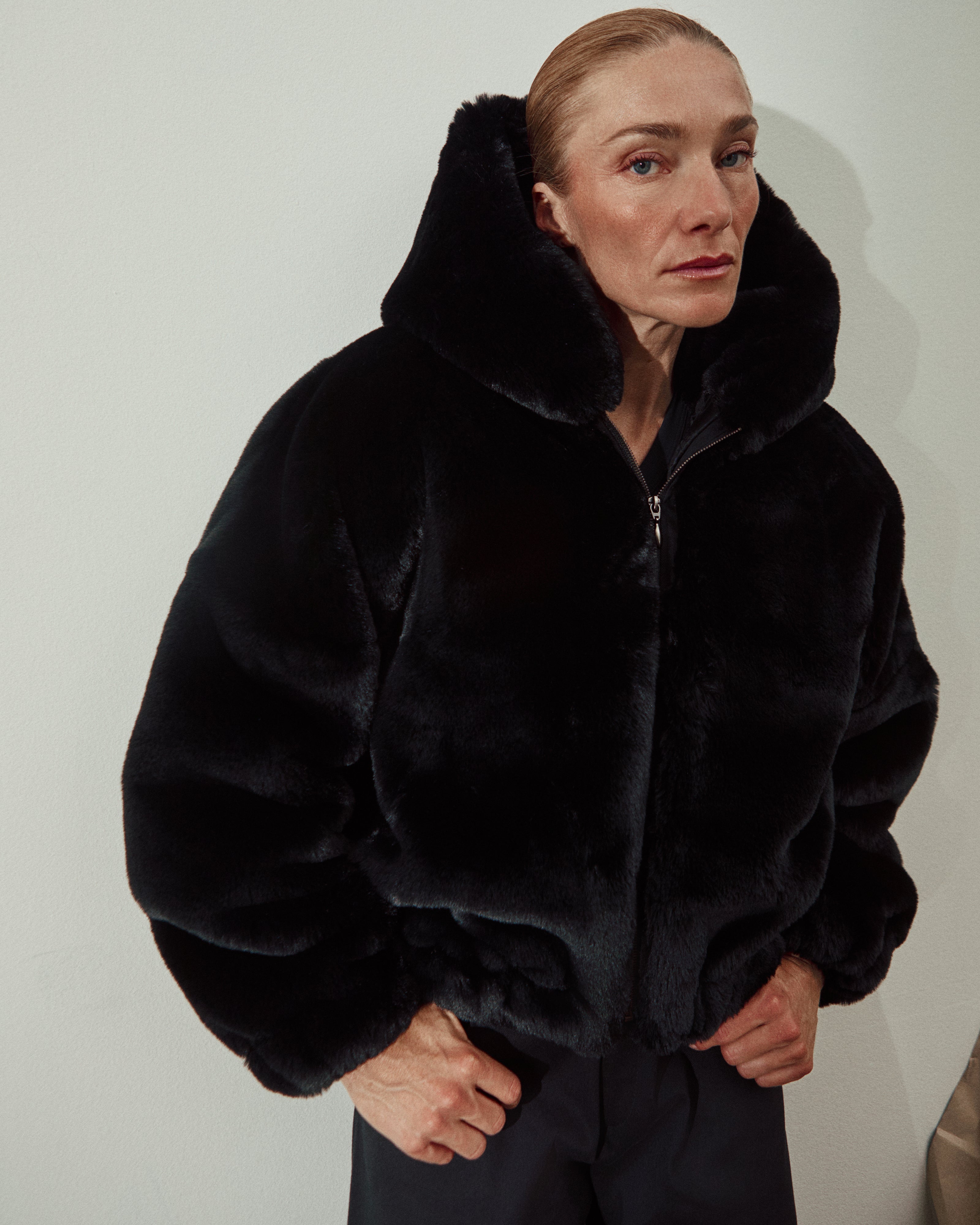 FUR JACKET WITH HOODIE