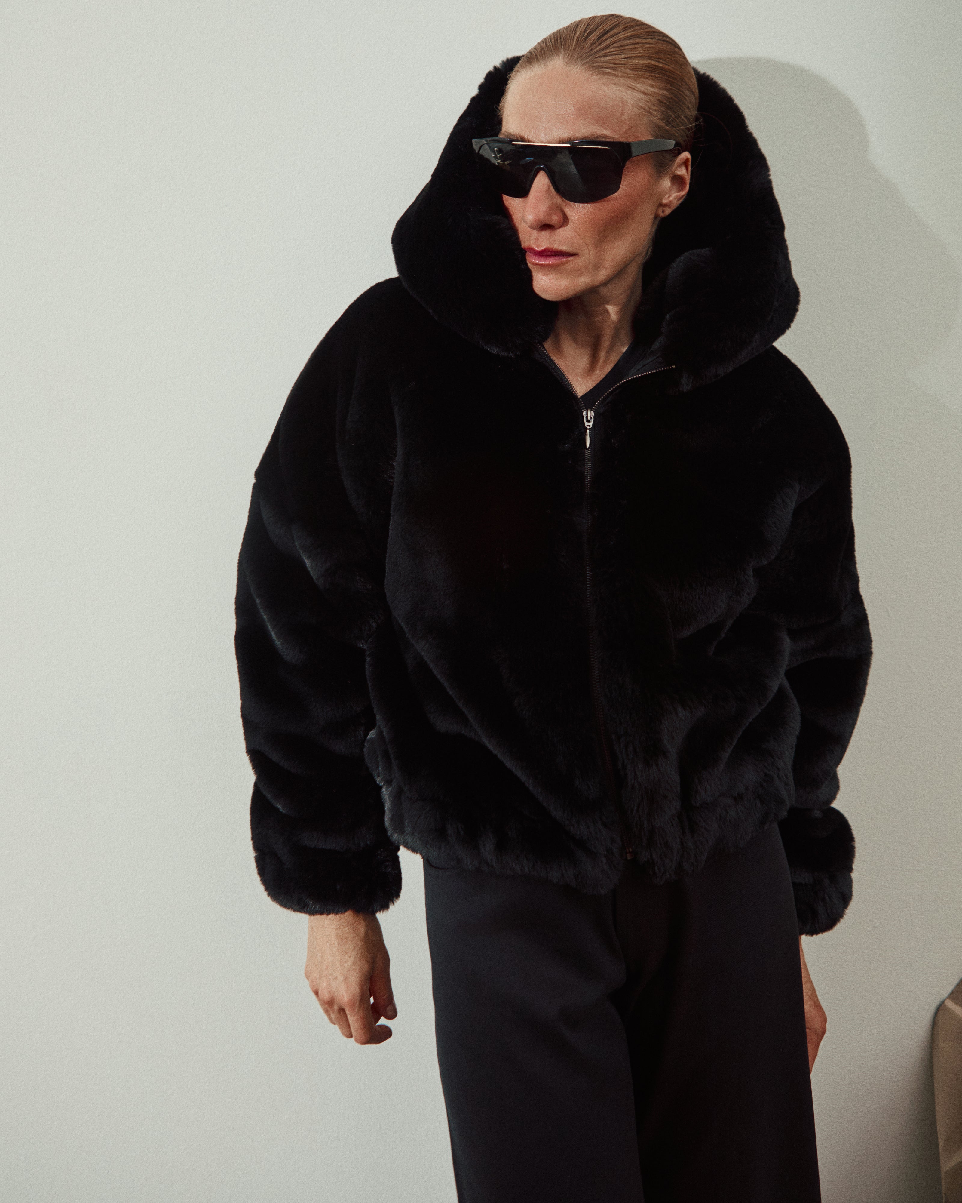 FUR JACKET WITH HOODIE