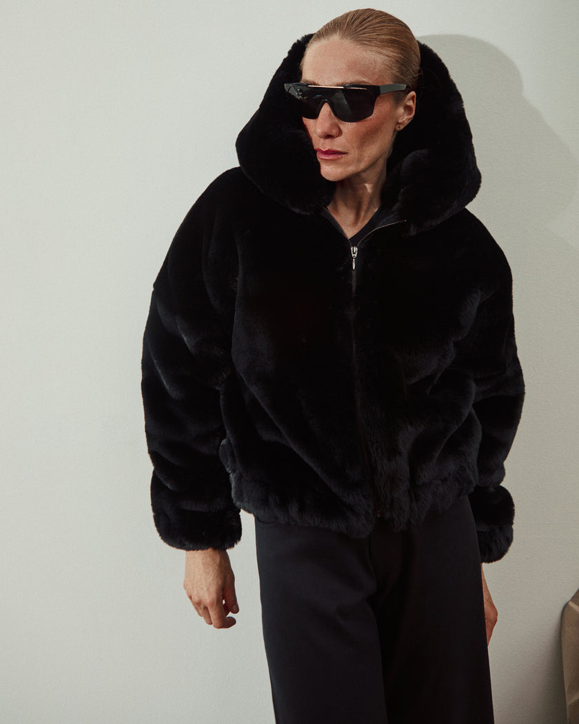 FUR JACKET WITH HOODIE