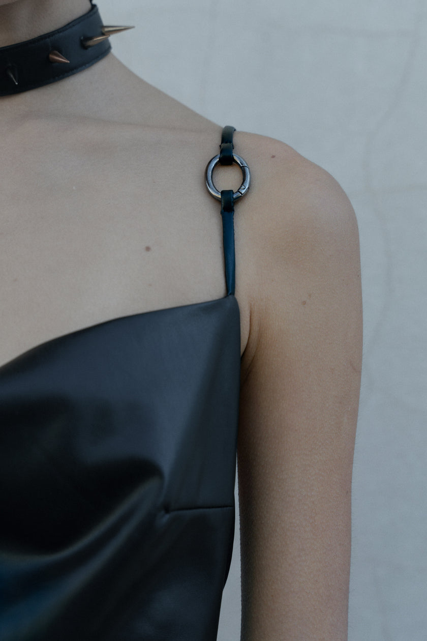 SLIP PU LEATHER DRESS